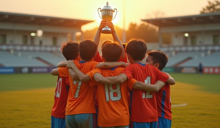 北埔國小足球員在少年盃決賽中奮力盤球突破對手。