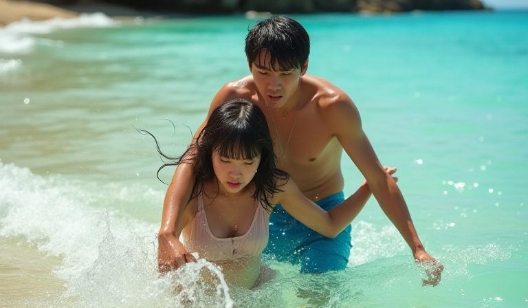 白梓軒海邊勇救兩名溺水女子 現場驚險背一抓一畫面曝光
