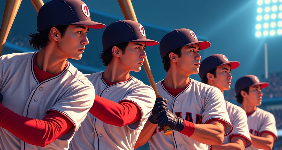 日本代表隊主力球員於球場集結，備戰經典賽熱身賽。