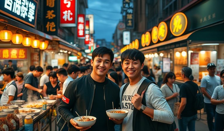 周吉佩與張與辰帶領粉絲在台灣餐廳品嚐道地特色美食。