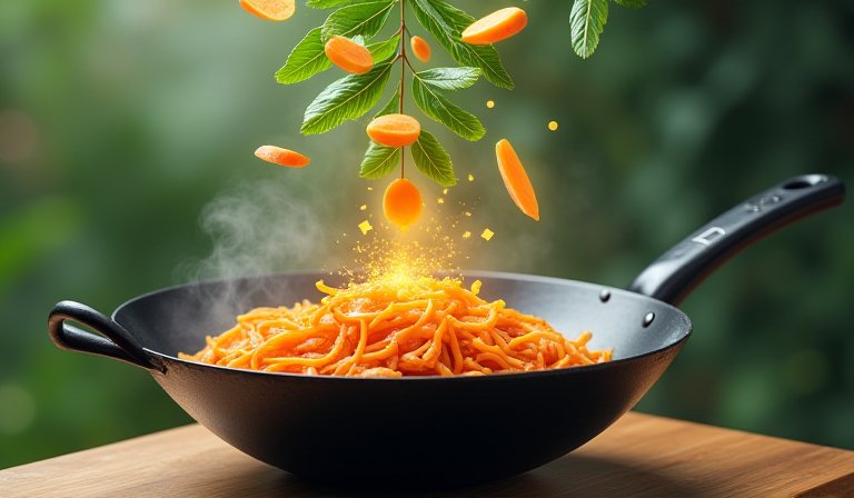 盤中翠綠鮮亮的蒜炒地瓜葉，呈現油炒烹調後的飽滿光澤。