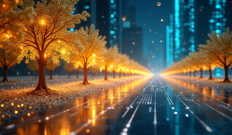 上升的財報數值與數位圖表，展現世紀民生高配股政策。