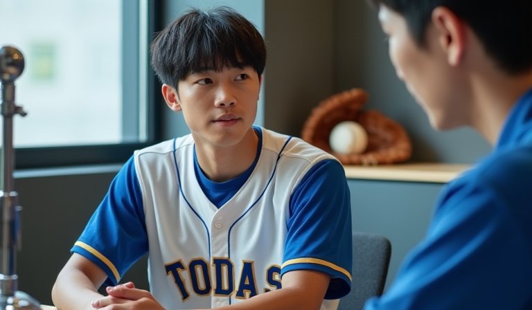 日籍投手鈴木駿輔身穿富邦悍將球衣在投手丘專注投球。