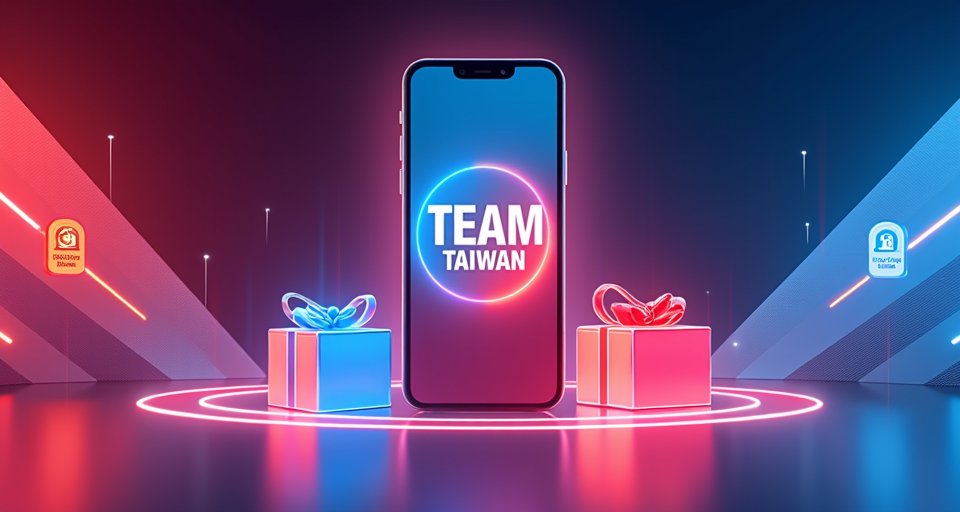 球迷在台灣大哥大門市與巨型中華隊看板拍照互動應援。