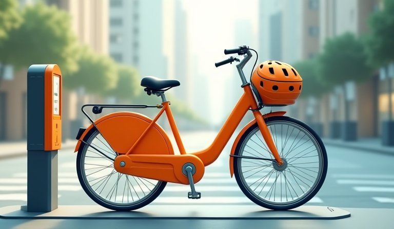 台中市區密集設置的 YouBike 站點與橘色單車。