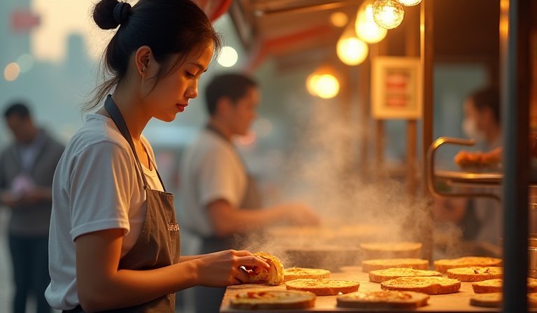 金黃酥脆的營養三明治，鋪上鮮脆小黃瓜與厚實滷蛋。