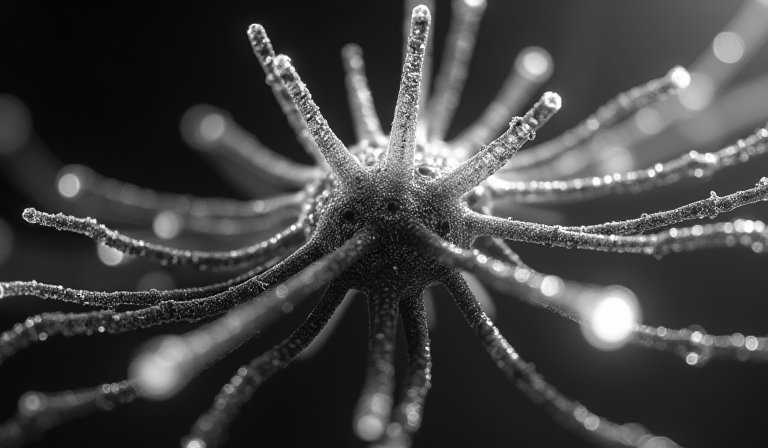 發光數據流構成銜尾蛇，呈現網路資訊無限循環污染。