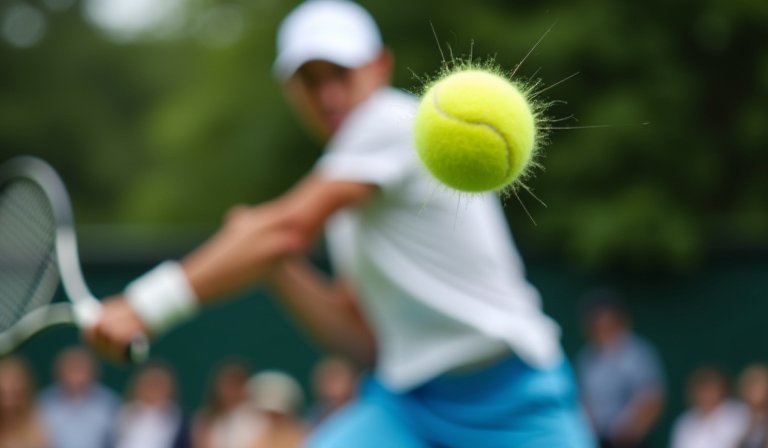 選手於員林運動公園網球場展現軟式網球揮拍英姿。