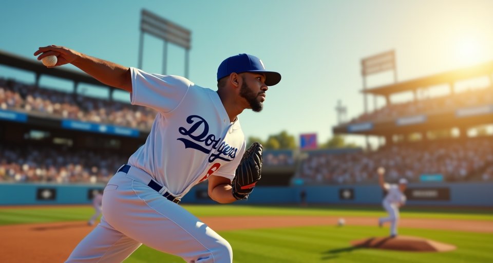 貝茲在春訓球場手持標槍練習投擲，強化傳球機制。