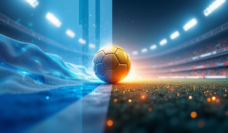 阿根廷國家隊球員在賽場競技，展現藍白軍團奮戰精神。