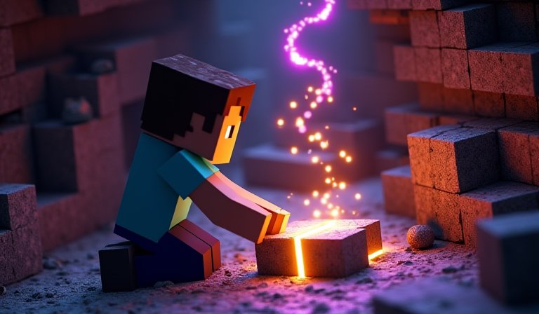 麥塊角色於森林探索，呈現系統修復後的穩定運行畫面。