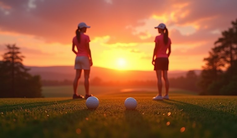 韓國高球名將樸炫徑在綠草如茵的球場上展現揮桿英姿