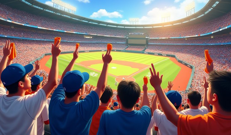 新莊棒球場看台坐滿身穿藍色球衣的熱情應援球迷。