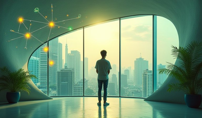 新創團隊在現代化空間討論智慧城市與金融科技創新計畫。