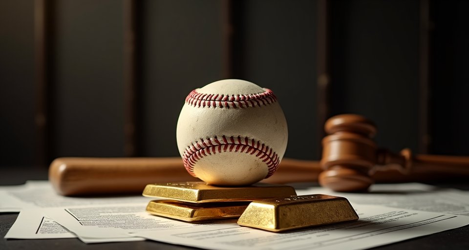 前大聯盟投手丹尼身穿囚服在法庭聆聽宣判，神情落魄。