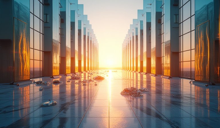 醫療人員與上升趨勢圖表，呈現企業創紀錄的獲利表現。