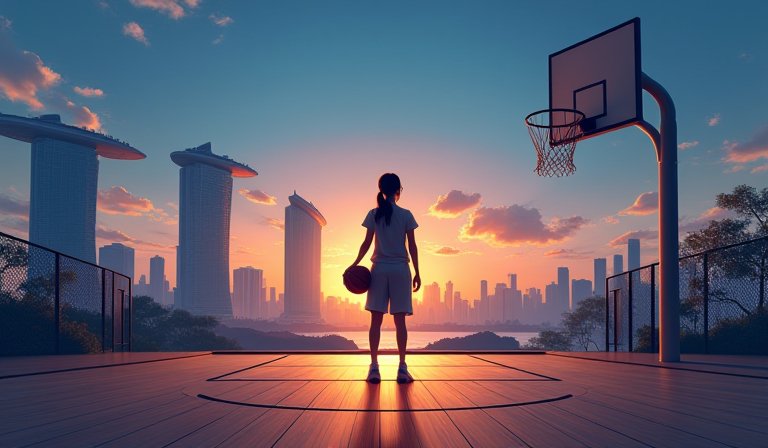 陽明高中球員許語珊籃下取分，完成逆轉勝關鍵一擊。