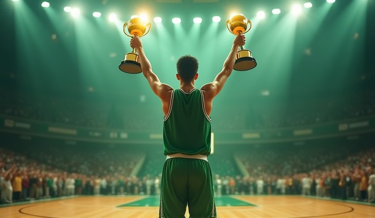 懷特身穿塞爾蒂克球衣，在球場上與對手握手展現風度。