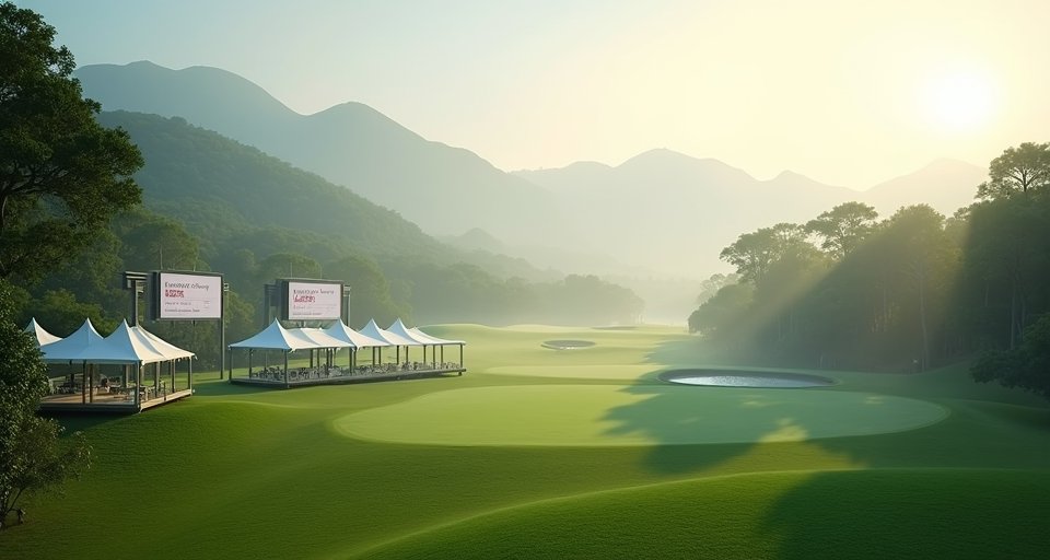 球迷聚集在粉嶺高爾夫球場旁，觀賞頂尖職業賽事