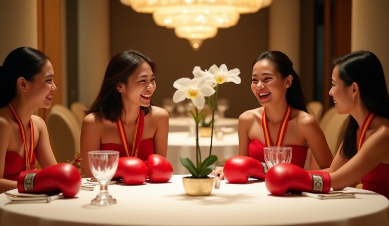 林郁婷黃筱雯陳念琴吳詩儀四金釵協會感恩餐敘亞運再創佳績