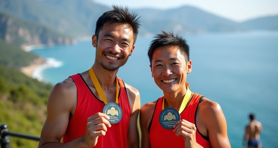 越野跑選手在泥濘濕滑山徑奔跑，雙腿沾滿厚重泥土。
