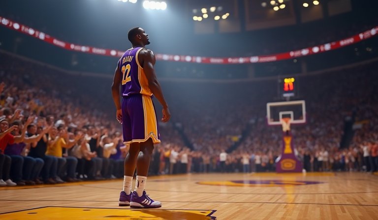 湖人中鋒海斯在父母見證下奮力灌籃，創下隊史紀錄。