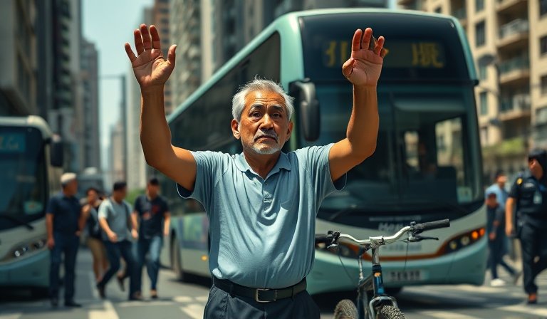 警員於中和案發現場採證，調查毆打前議員的金屬車鎖。