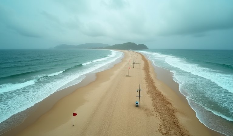 洪聖爺灣貝澳泳灘因大浪懸掛紅旗 禁止游泳