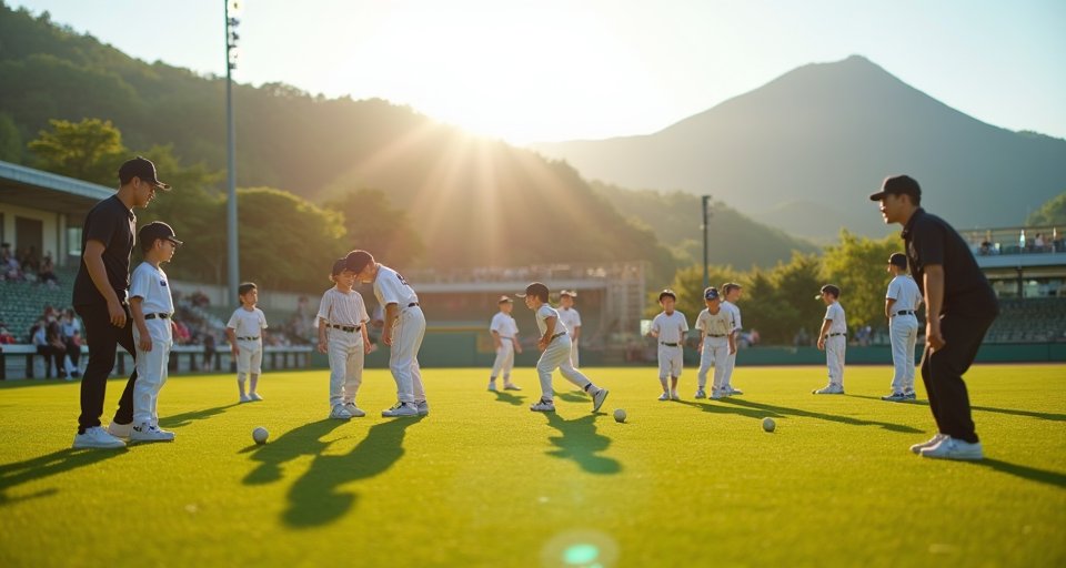 印有官方口號的特製棒球手套與火腿隊兒童球帽。