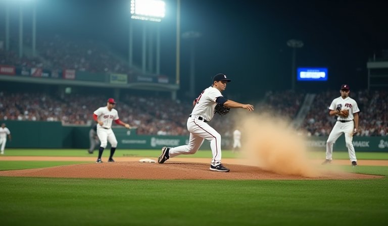 投手於經典賽關鍵局數中，轉身向二壘發動牽制傳球。