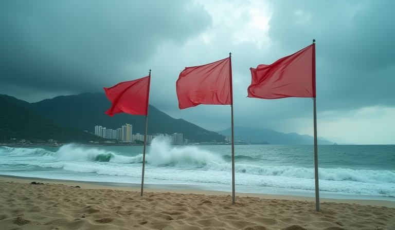 港島南區三泳灘懸掛紅旗 防大浪危險市民切勿游泳
