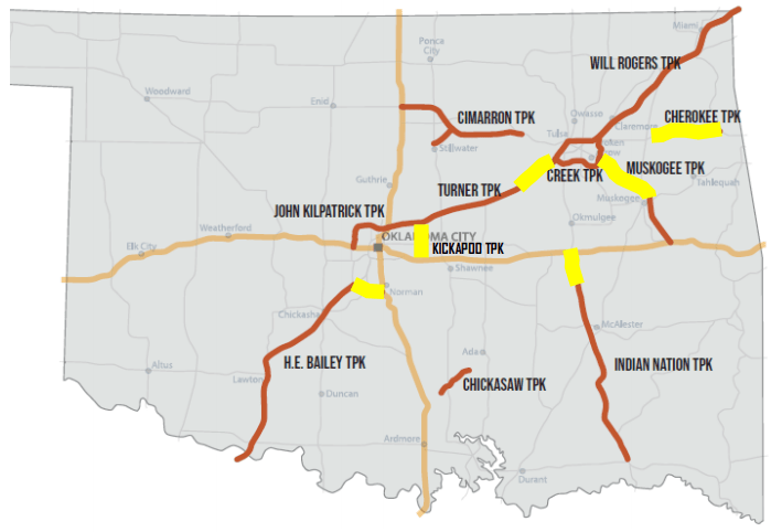 Oklahoma Turnpike Authority Map Oklahoma80 