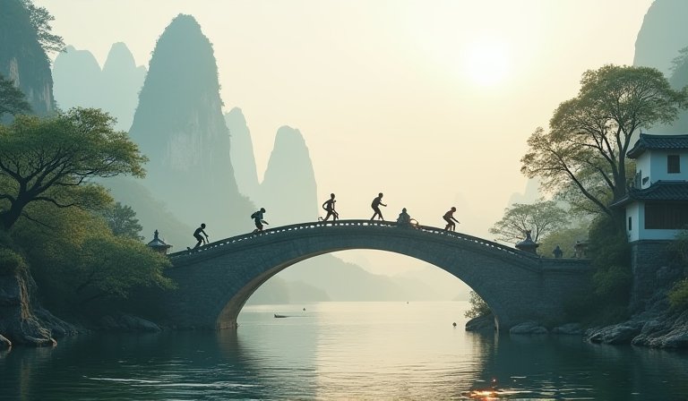 運動員在融入徽派馬頭牆設計的現代化體育場中奮力競技。