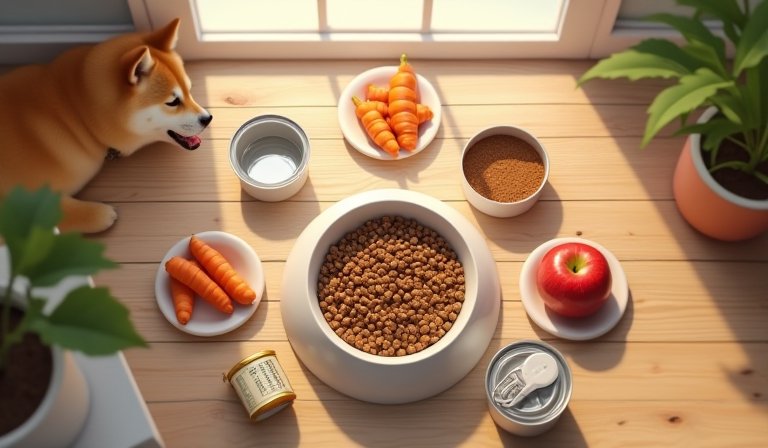 民眾在商店挑選寵物食品，並仔細確認包裝上的成分標示。