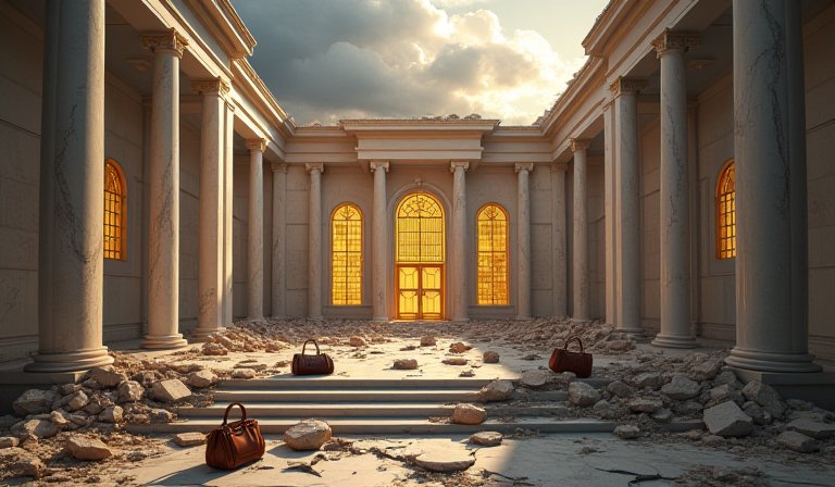 中東高端購物中心門市大門緊閉，顯現奢侈品市場蕭條。