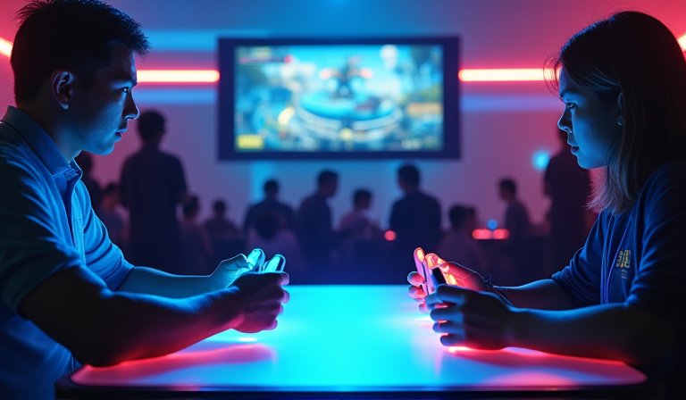 玩家於NOVA活動現場手持Switch專注體驗解謎遊戲