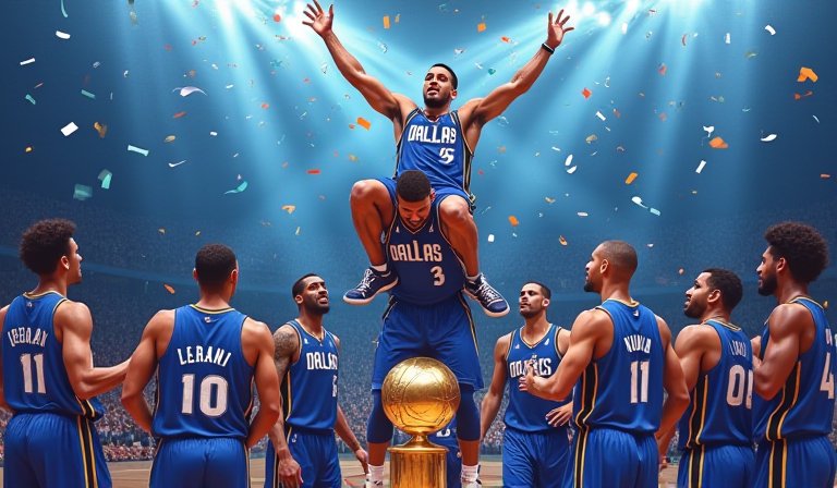 東契奇在場上持球推進，展現年度 MVP 級別的領袖風範。