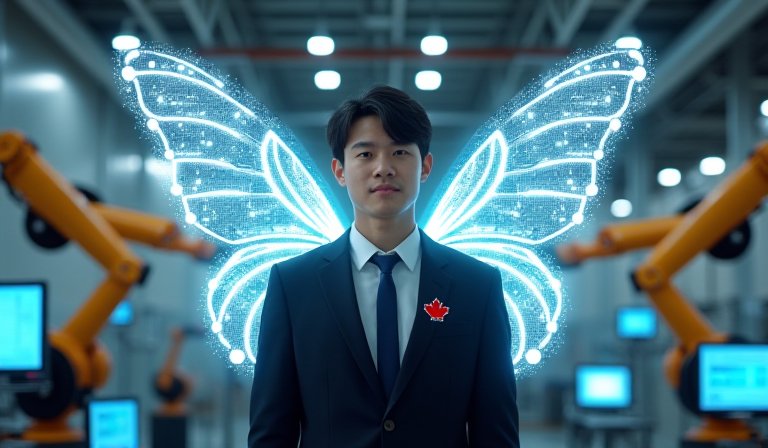 學生在機電實習場域專注操作精密車床與自動化設備。