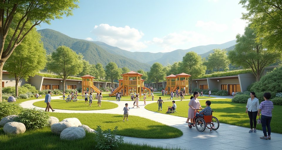 鳳山公兒9公園的自然起伏綠地與全齡共融遊戲空間