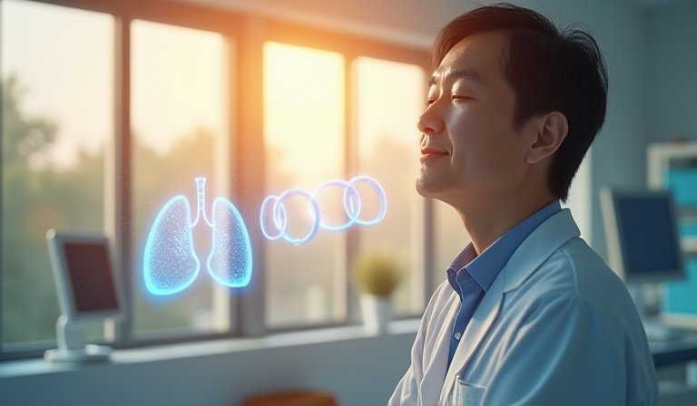 專業醫療人員利用數位化系統分析氣喘生物標記數據