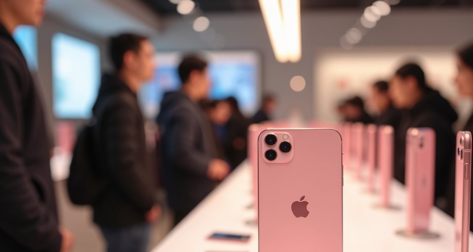 嫩粉色 iPhone 17e 展示珍珠光澤背蓋與主鏡頭