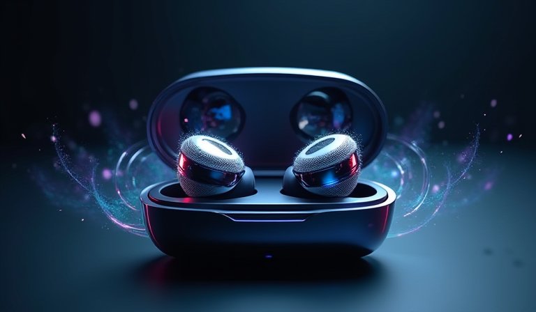 三星 Buds4 Pro 真無線耳機特寫，展現流線金屬質感與科技外觀。