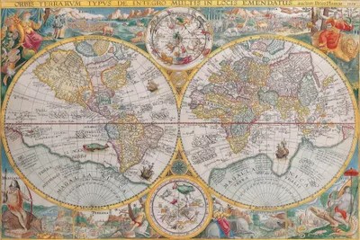 Antique World Map Canvas Art By Henricus Hondius Icanvas