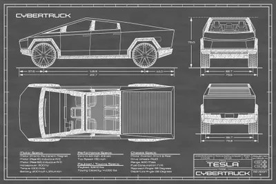 Tesla cybertruck paper craft (front view). Tesla Cybertruck 2020 2022 Black Ca Canvas Art Action Blueprints