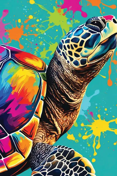 Sea Turtle Uncorked Canvas - Geometric Illustrations - Perfect Desktop Collection