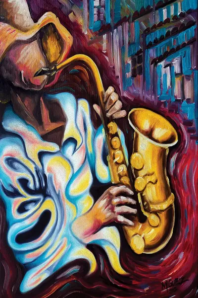 Buy original art worry free with our 7 day money back . Sax Player Canvas Print By Dixie Miguez Icanvas