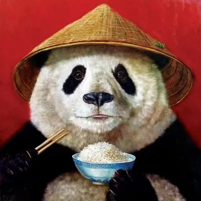 Panda Henry Canvas Print - Gradient Illustration Collection - Desktop Quality