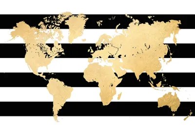 gold and black and white stripes world canvas art print blursbyai