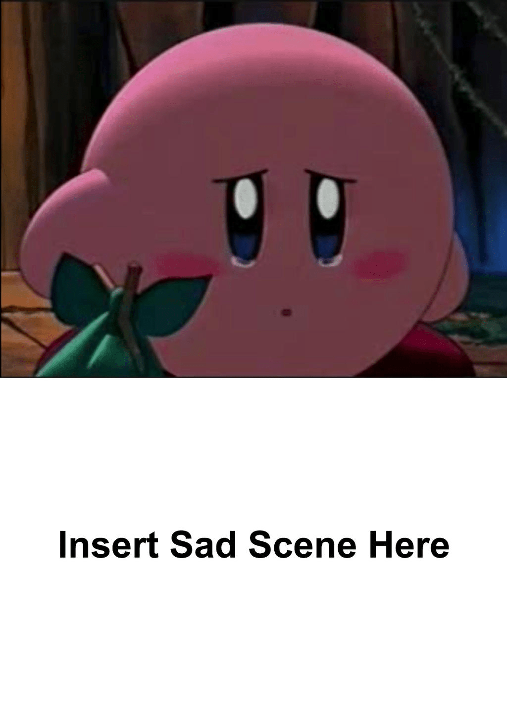 When you can shorthand “blinking white guy” and have people understand exactly which blinking white guy you're talking about, your reaction gif . Kirby S Sad Reaction Blank Template Imgflip