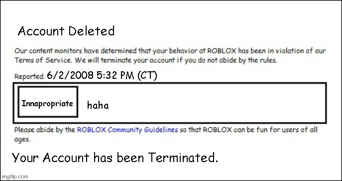 Banned From ROBLOX 2008 Interface Edition Imgflip 6sqoqw 